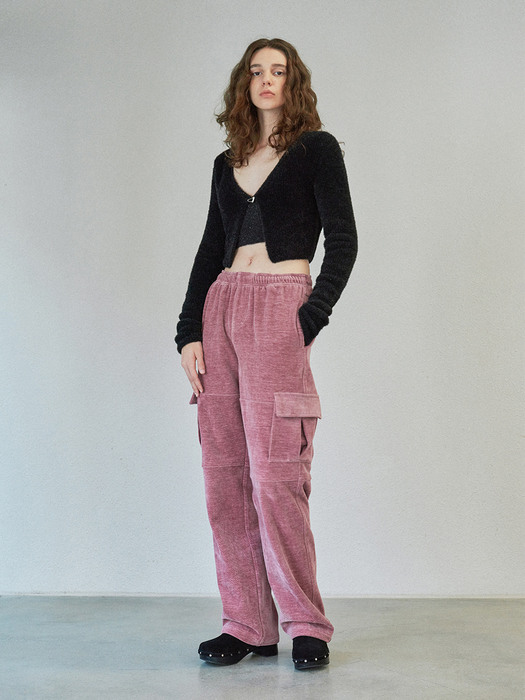 VELVET CARGO PANTS (pink)