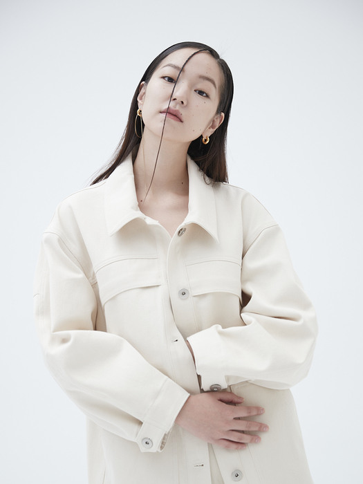 OVER FIT TWILL JACKET IVORY