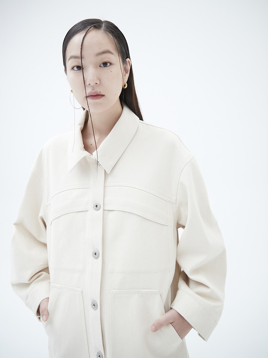 OVER FIT TWILL JACKET IVORY