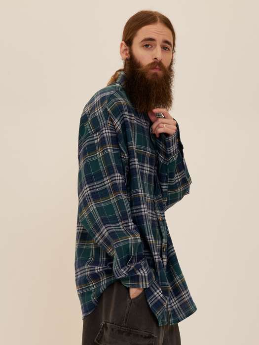 CB FLANNEL OVER CHECK SHIRT (GREEN)
