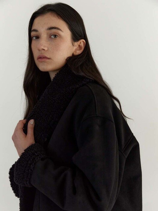 eco shearing warmy jacket-black