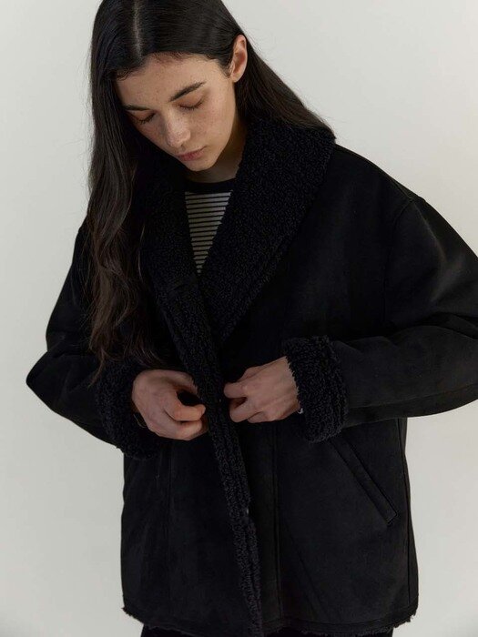 eco shearing warmy jacket-black