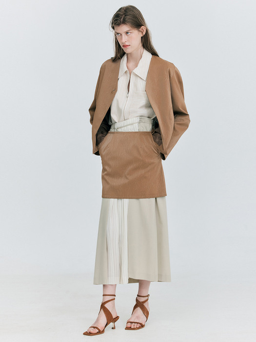 Leather Mini Skirt_Camel
