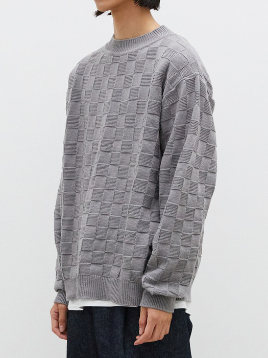 SQUARED WEAVING KNIT (GREY)