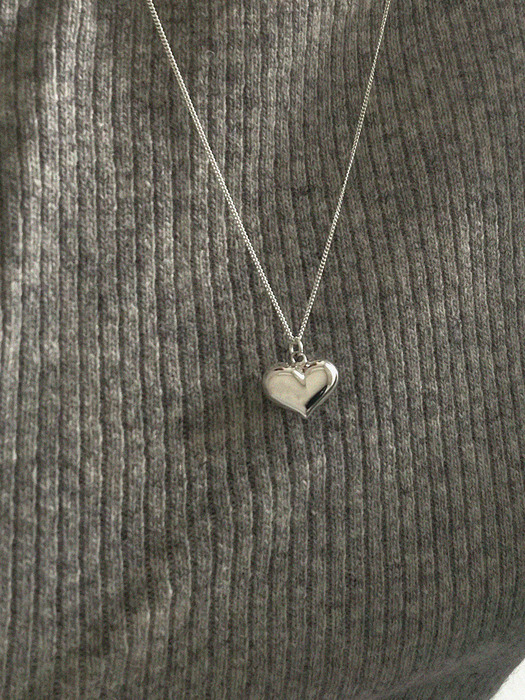 silver925 volume heart long necklace