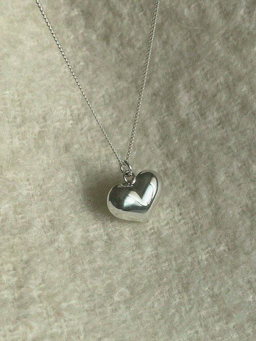 silver925 volume heart long necklace