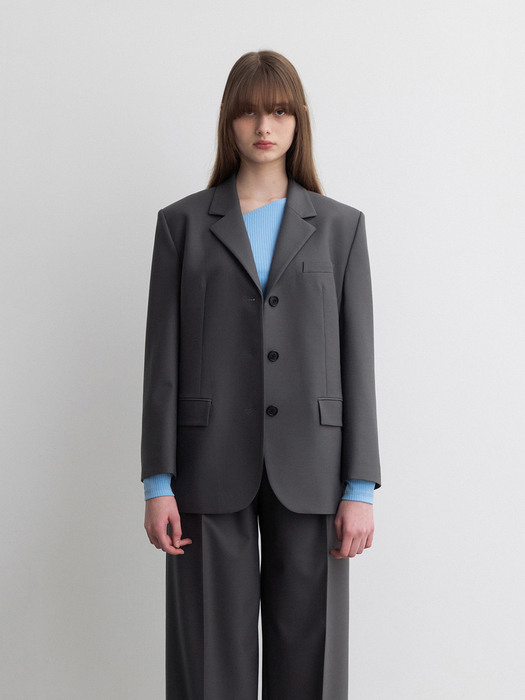 Tailored Over-size Single Jacket Gray (JWJA3E904G3)