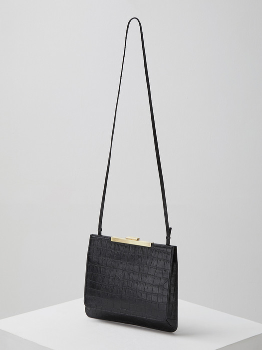 Double flat bag(Crocodile black)