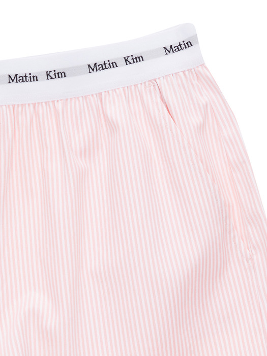 COMFORT PAJAMA STRIPE SHORTS IN SALMON