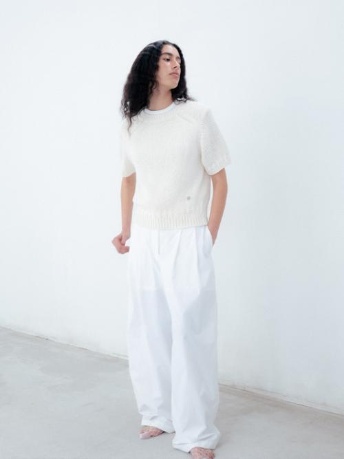 Tuck Detailed Wide Pants_Ivory