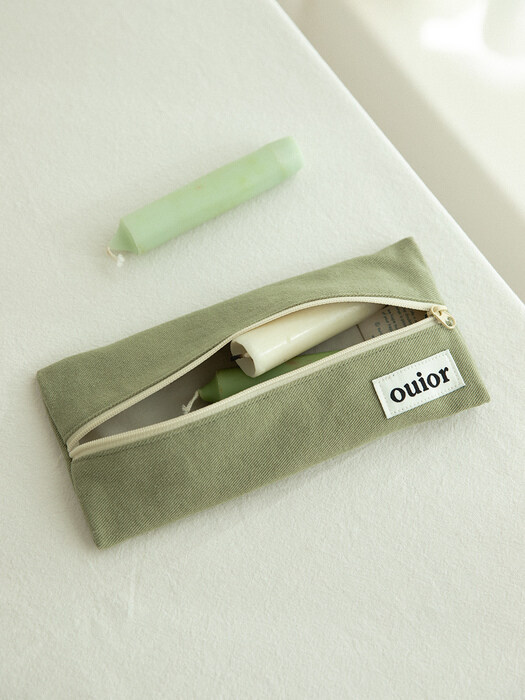 ouior flat pencil case - green tea (middle zipper)