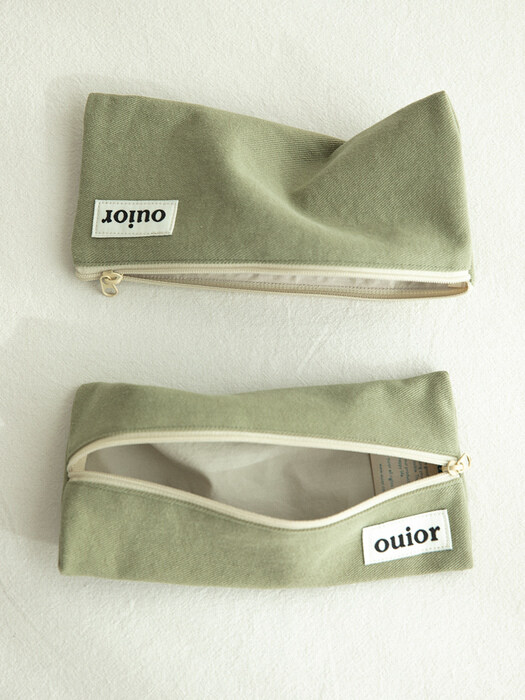 ouior flat pencil case - green tea (middle zipper)