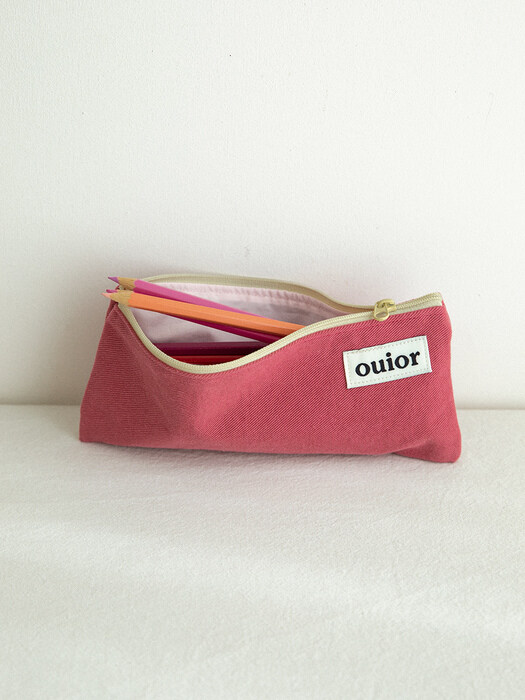 ouior flat pencil case - raspberry (topside zipper)