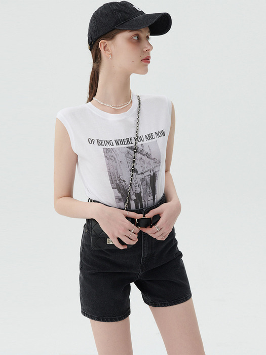 Photographic Sleeveless T-Shirt [3color]