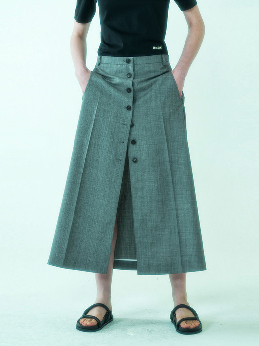 Skirt Button Summer Gray