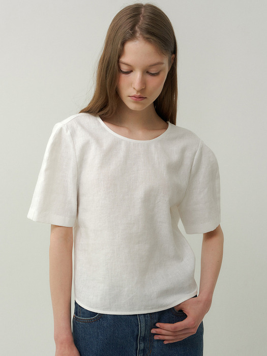 linen cross blouse (white)