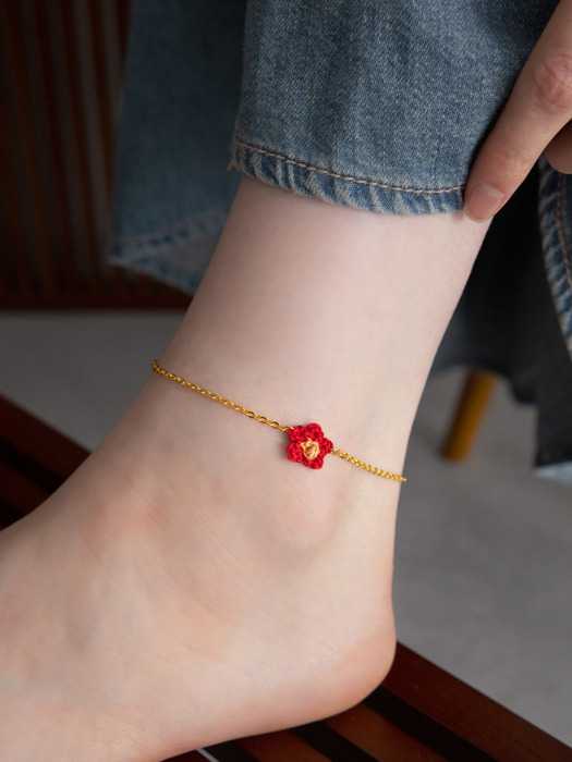 Gypsy flower point anklet (Red)