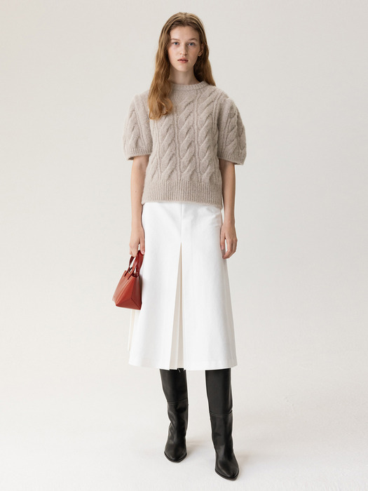 FW23 Pleated A-Line Midi Skirt Off-White