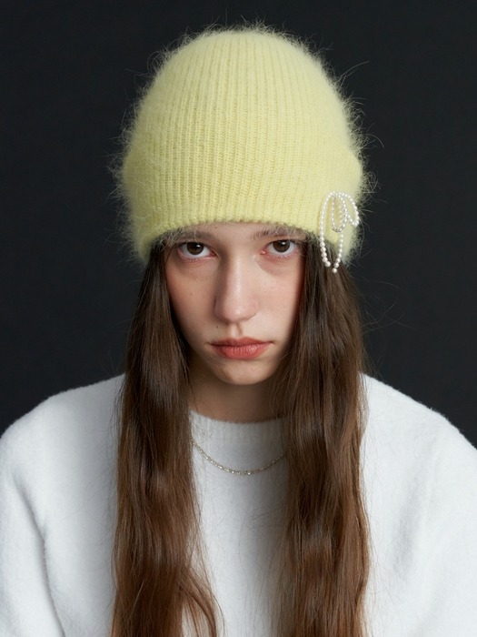 Pearl Ribbon Angora Beanie_5COL (L234MCP030)