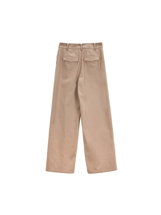 BELTED TUCK POINT TROUSER IN BEIGE