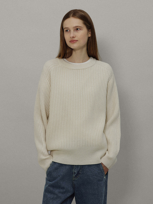 Sable wool knit pullover_ivory