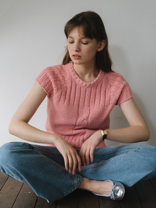 twist round knit_pink