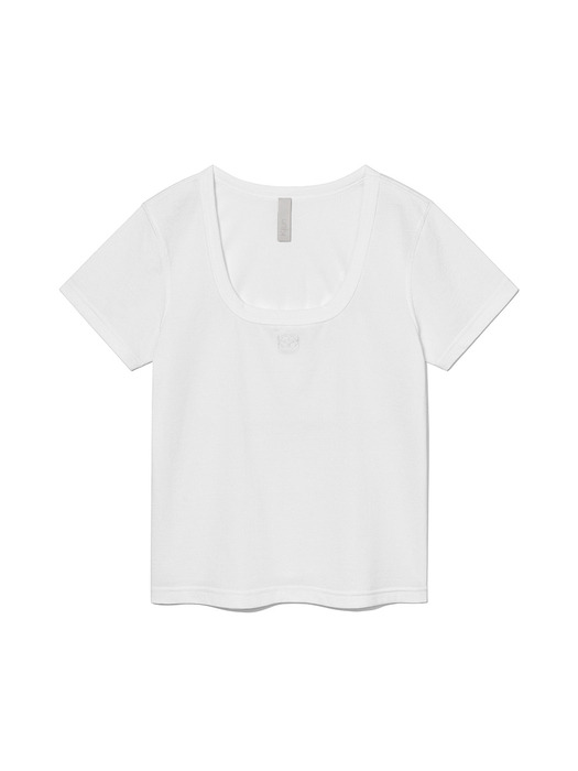 Square-Neck Rib T-Shirt Off-White