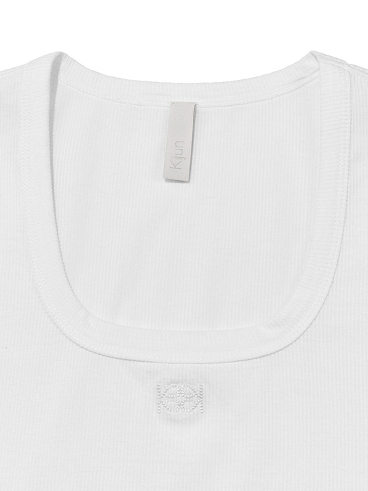 Square-Neck Rib T-Shirt Off-White