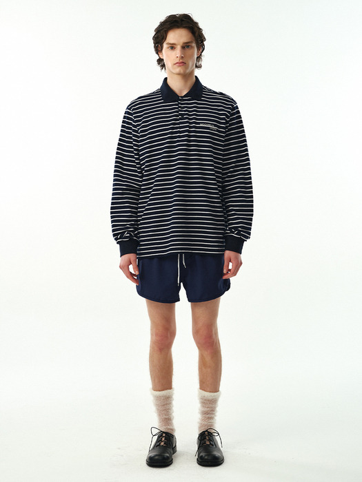 01 M.C UNISEX, Stripe PK Shirt / Navy