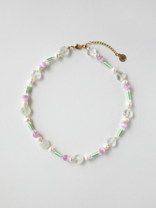 Pastel candy color gemstone surgical necklace