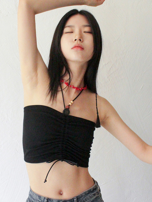 Wooden Beads Tube Top (BLACK)