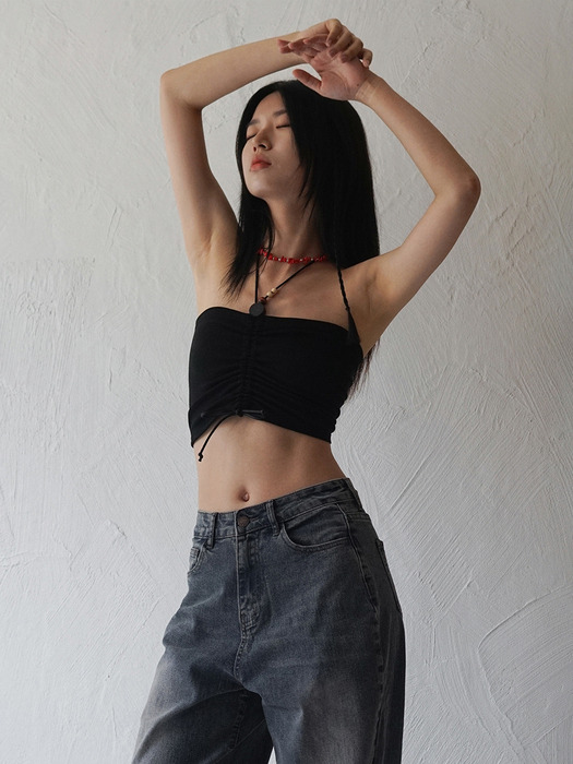 Wooden Beads Tube Top (BLACK)