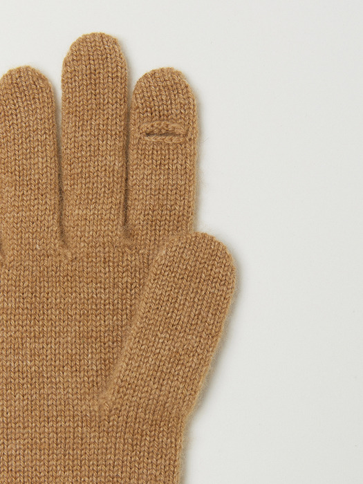 Cashmere 100% Ella Ribbed Finger Hole Gloves For Womens (Bright Camel)