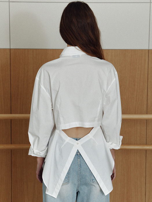 cotton back opened shirt (white)