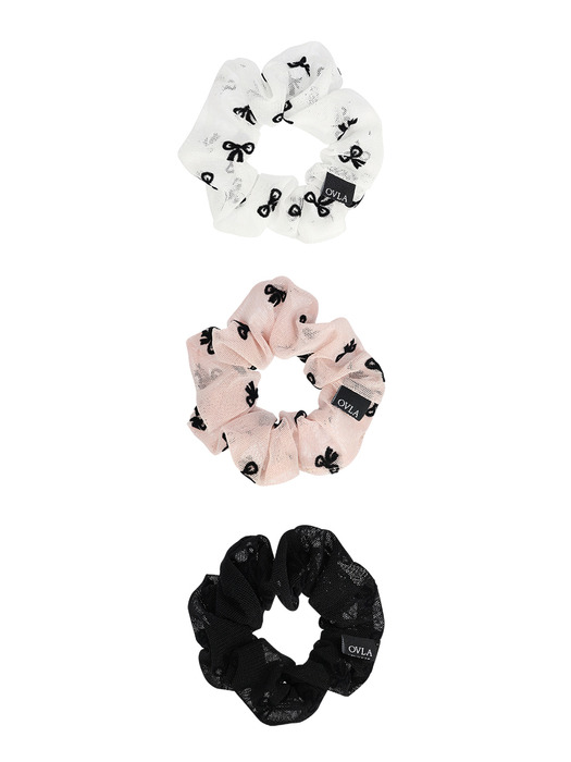 sheer ribbon dots scrunchie