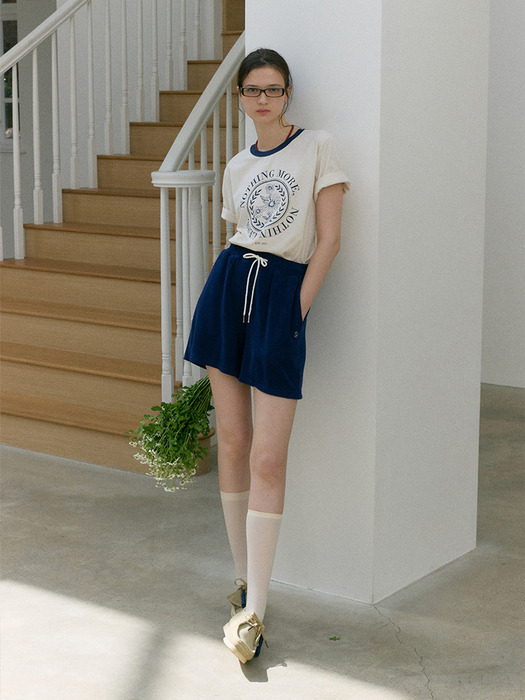 FLOWER ROUND HALF SLEEVE T-SHIRT (cream ivory)