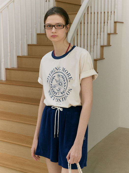 FLOWER ROUND HALF SLEEVE T-SHIRT (cream ivory)