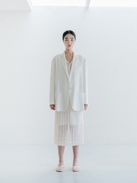 LINEN BLEND SINGLE JACKET_OFF WHITE