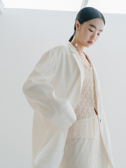 LINEN BLEND SINGLE JACKET_OFF WHITE