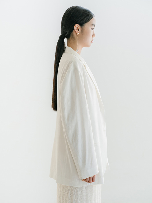 LINEN BLEND SINGLE JACKET_OFF WHITE