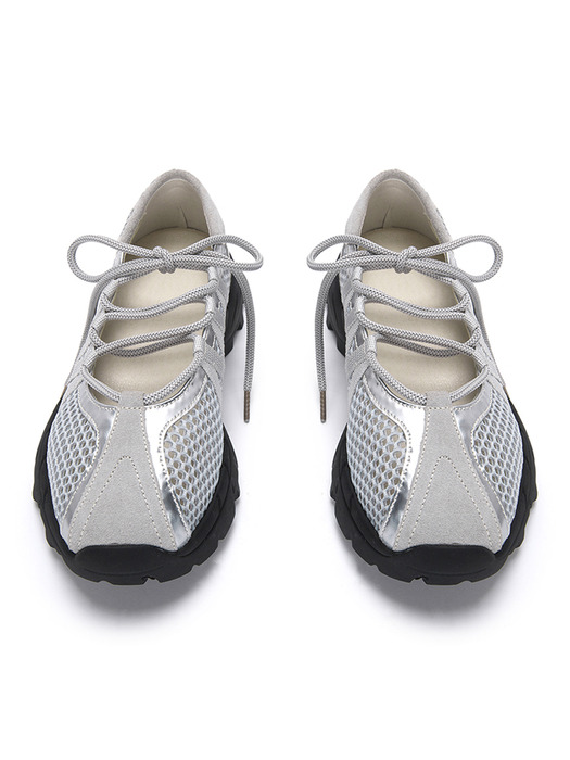 MESH BALLET SNEAKERS IN SILVER