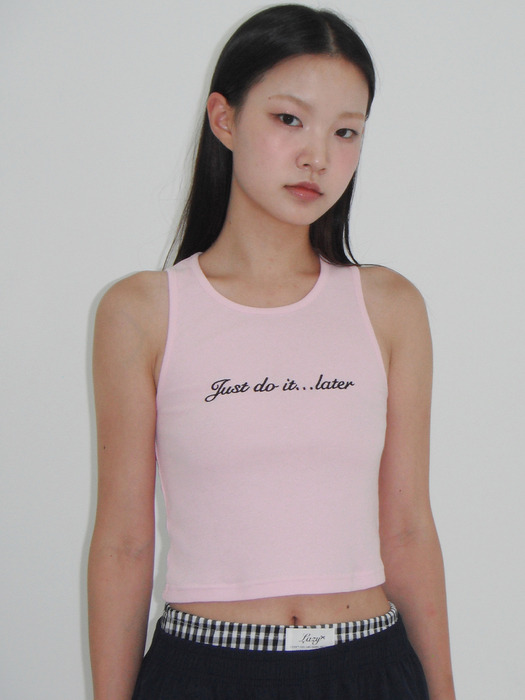 Just do it...later Tank Top (Pink,White)