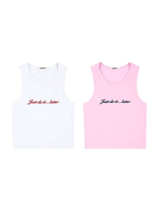 Just do it...later Tank Top (Pink,White)