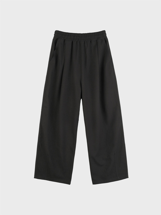 WIDE TUCK TR BANDING PANTS_BLACK