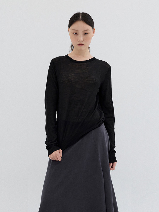 WOOL SILK KNIT TOP_BLACK