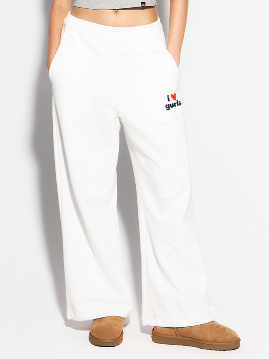 GURLS LOGO SWEAT PANTS WHITE