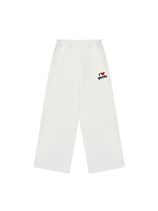 GURLS LOGO SWEAT PANTS WHITE