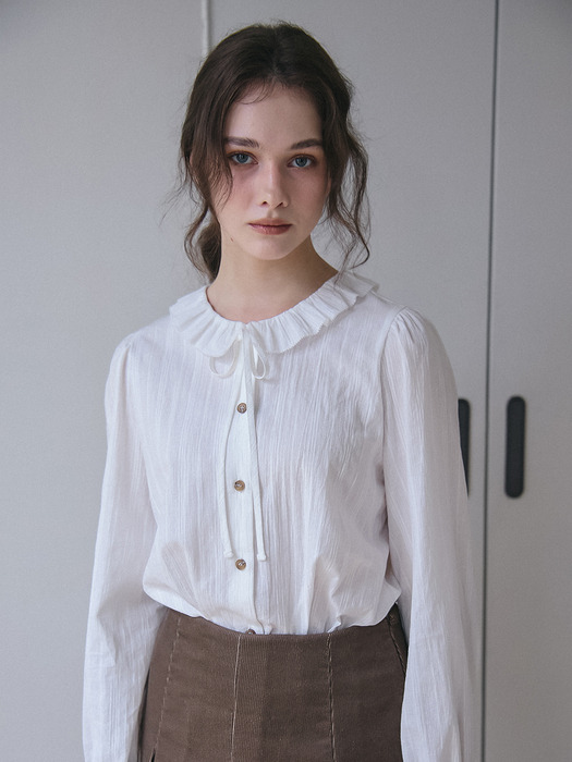 RUFFLE COLLAR COTTON BLOUSE_WHITE