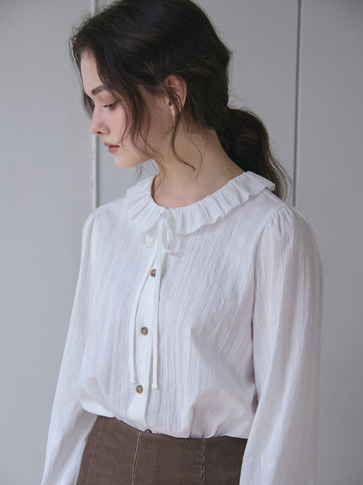 RUFFLE COLLAR COTTON BLOUSE_WHITE