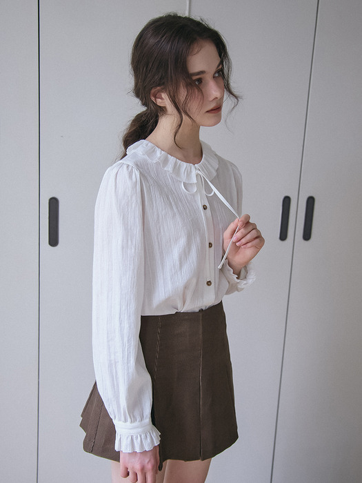 RUFFLE COLLAR COTTON BLOUSE_WHITE